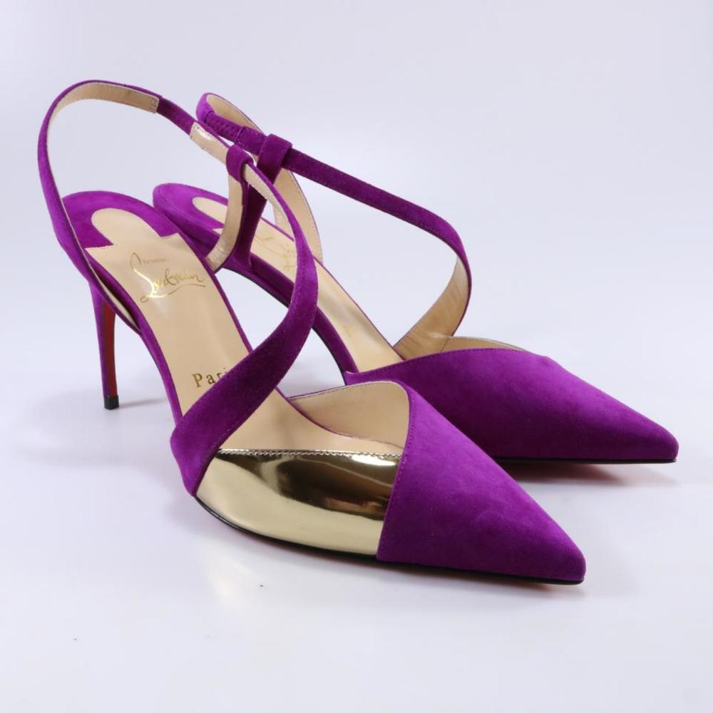Richelieu Purple 85mm Platina Suede Slingback Pumps C369 - Picture 1 of 12